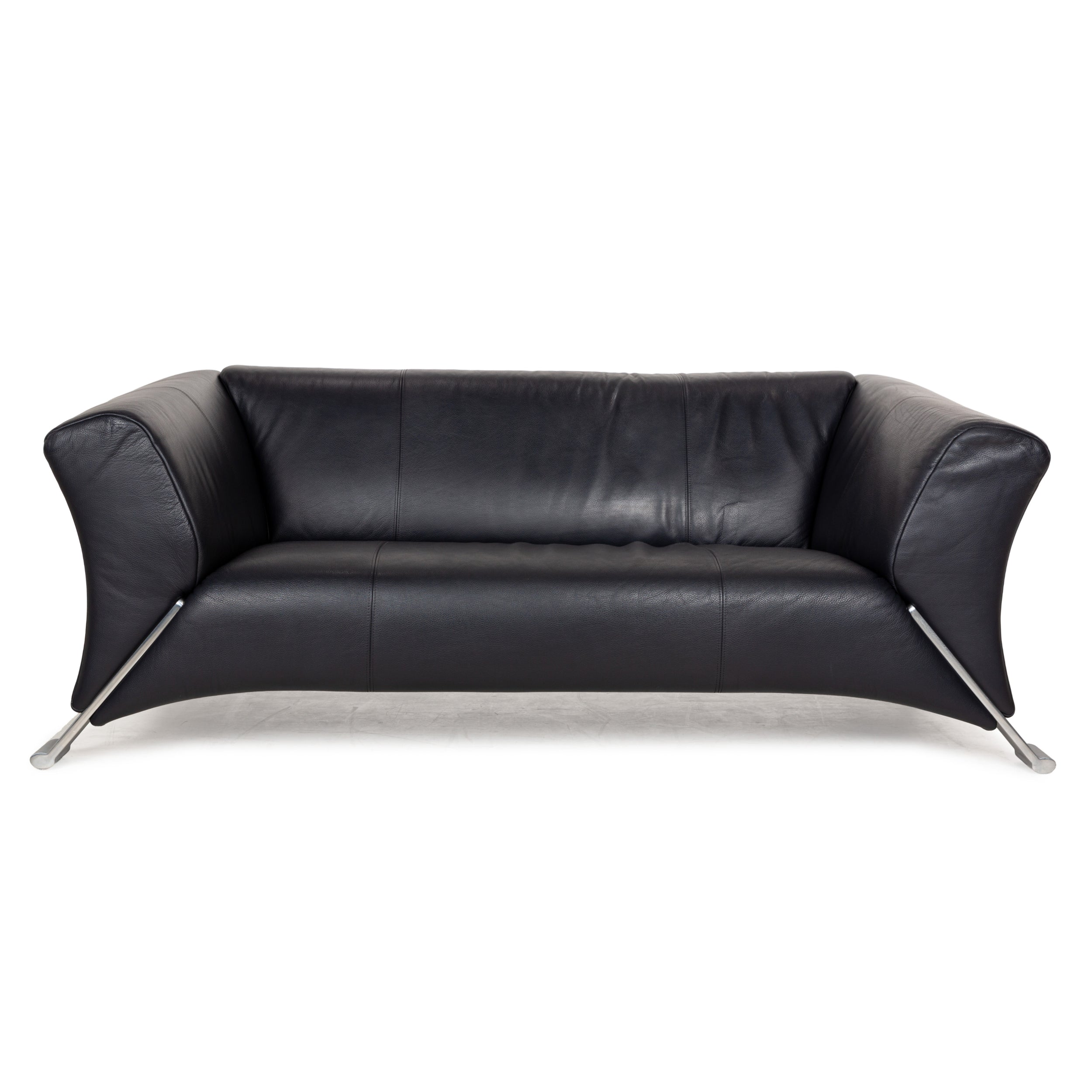Rolf Benz 322 Leder Zweisitzer Blau Blauschwarz Sofa Couch