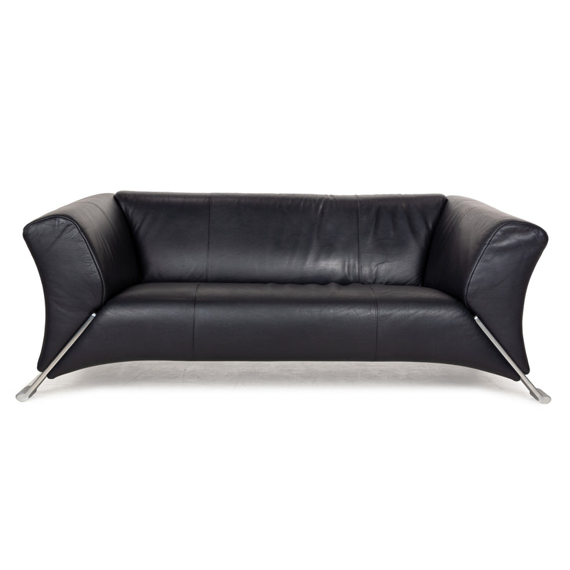 Rolf Benz 322 Leder Zweisitzer Blau Blauschwarz Sofa Couch