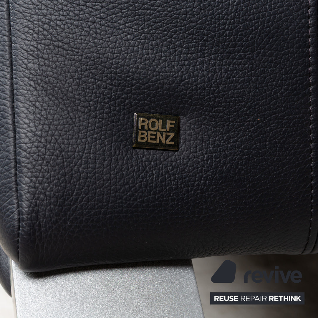 Canapé deux places en cuir Rolf Benz 322 bleu-noir