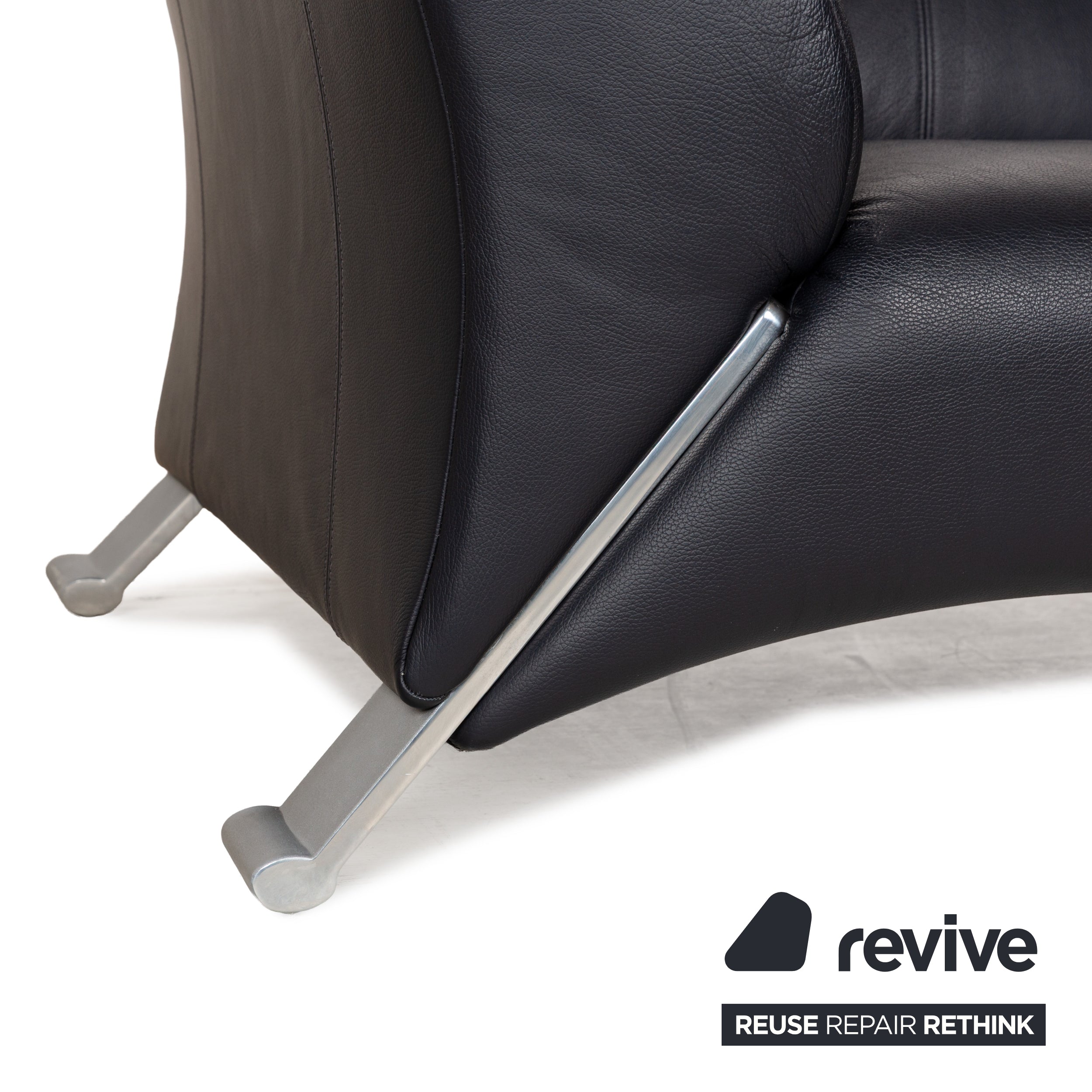 Rolf Benz 322 Leder Zweisitzer Blau Blauschwarz Sofa Couch