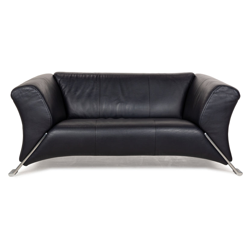 Canapé deux places en cuir Rolf Benz 322 bleu-noir