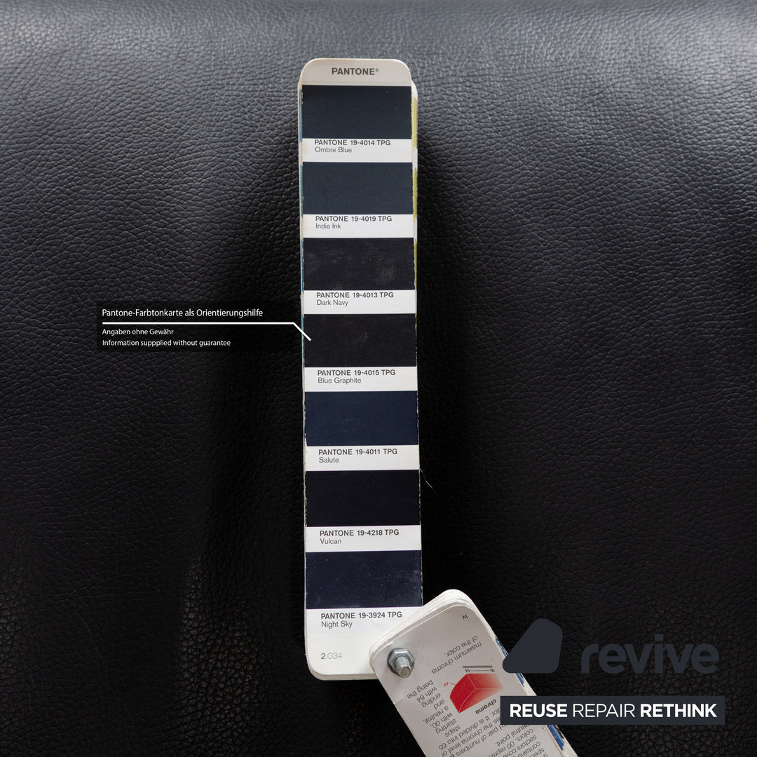 Rolf Benz 322 Leather Two-Seater Blue Blue-Black Sofa Couch