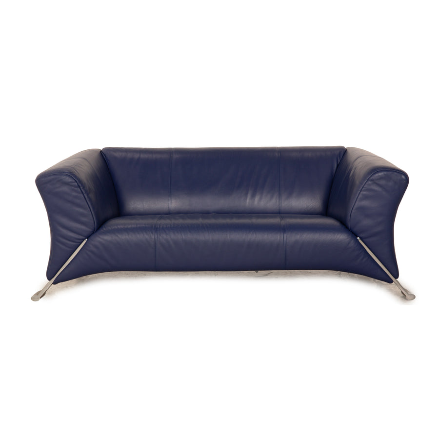 Rolf Benz 322 Leather Two Seater Blue Sofa Couch