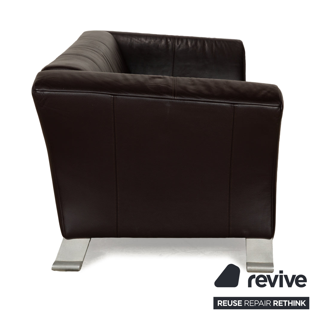 Canapé deux places en cuir marron et rouge Rolf Benz 322