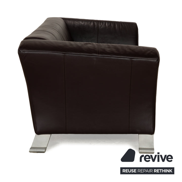 Canapé deux places en cuir marron et rouge Rolf Benz 322