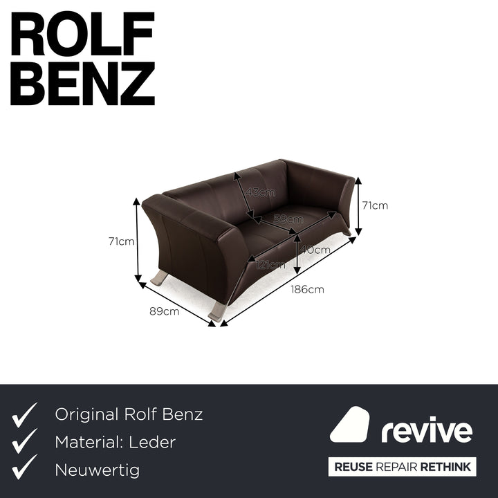 Rolf Benz 322 Leather Two Seater Brown Sofa Couch