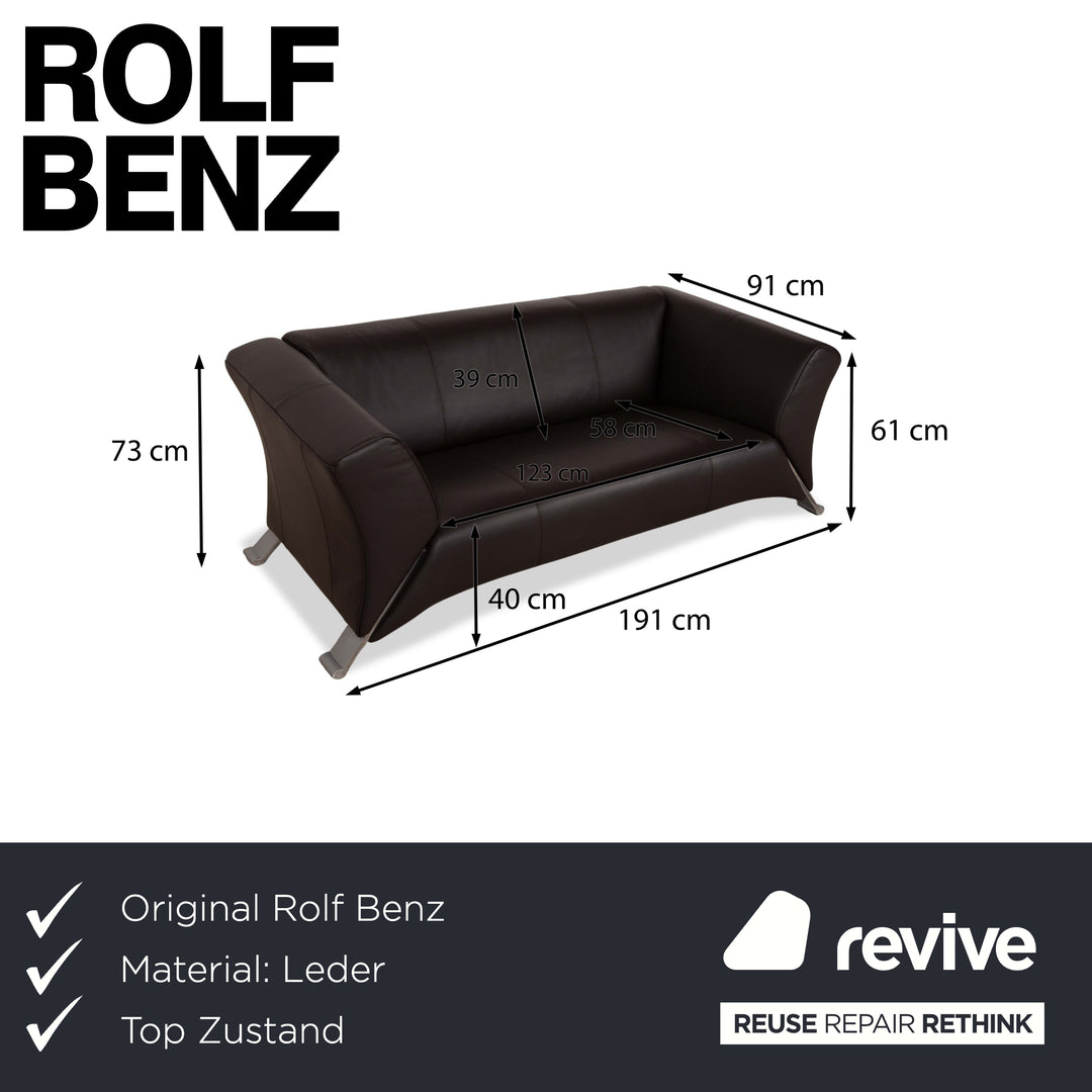 Rolf Benz 322 Leather Two Seater Brown Sofa Couch