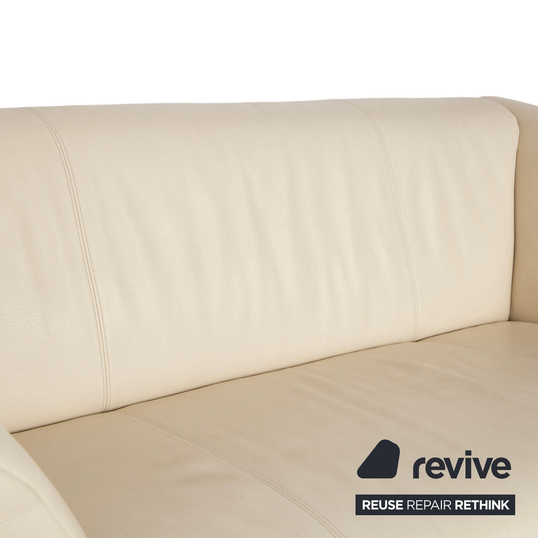 Canapé deux places en cuir beige crème Rolf Benz 322
