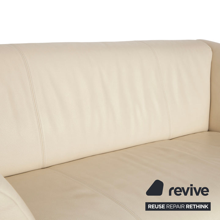 Canapé deux places en cuir beige crème Rolf Benz 322
