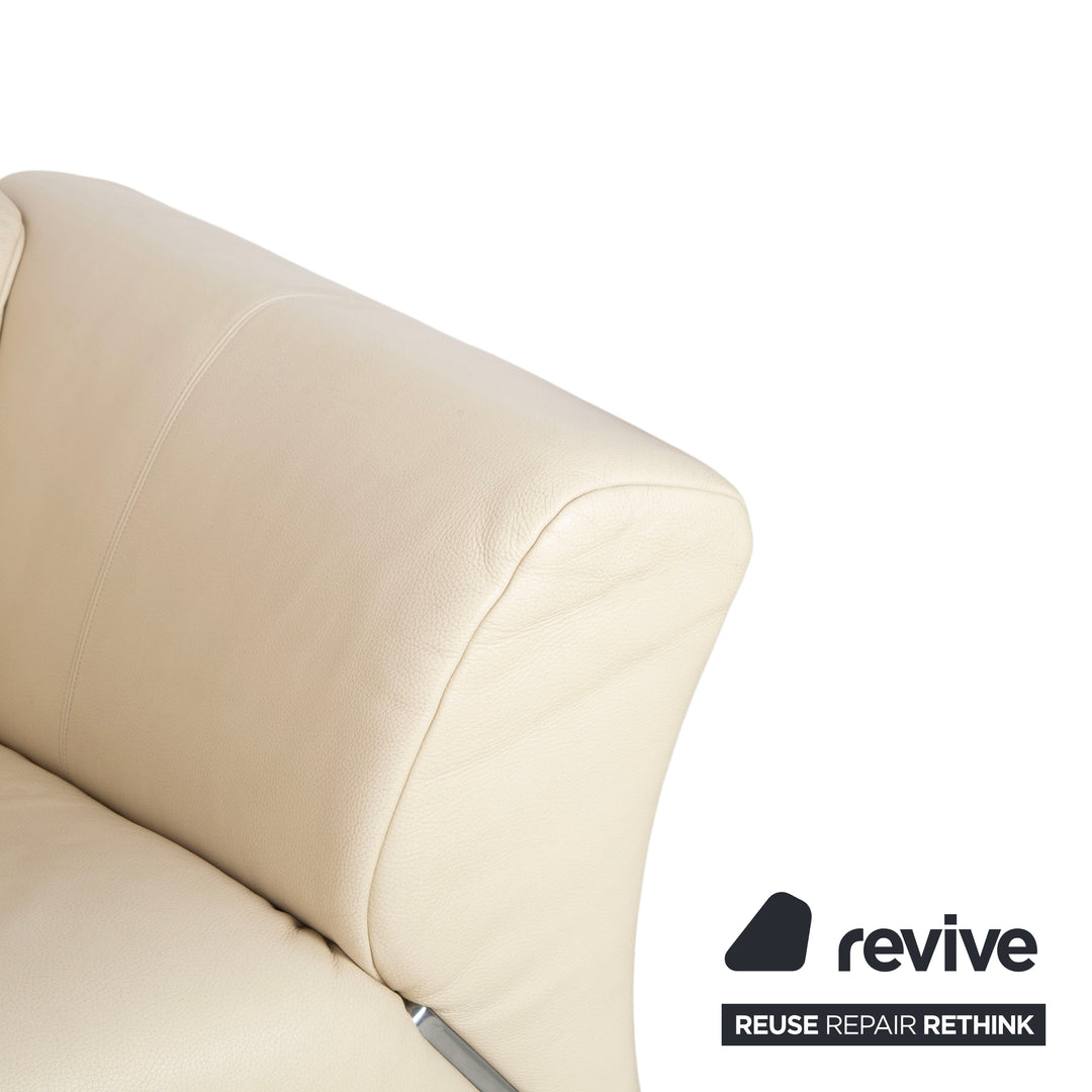 Canapé deux places en cuir beige crème Rolf Benz 322