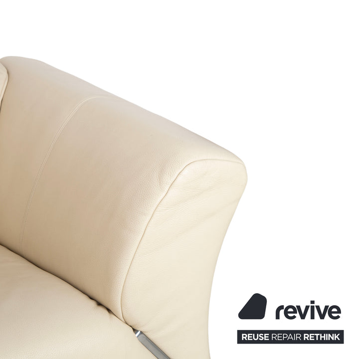 Canapé deux places en cuir beige crème Rolf Benz 322