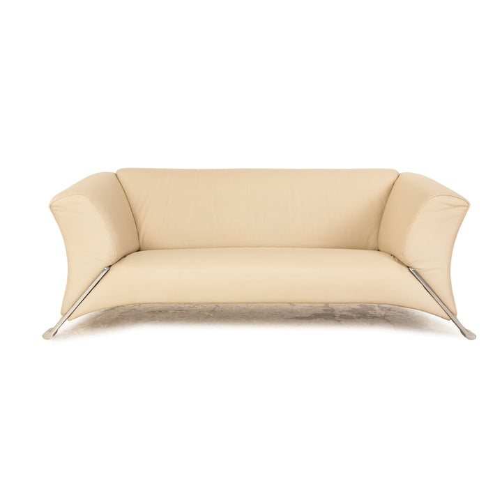 Rolf Benz 322 leather two-seater cream sofa couch