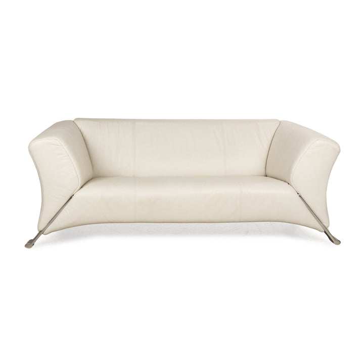 Rolf Benz 322 leather two-seater cream sofa couch