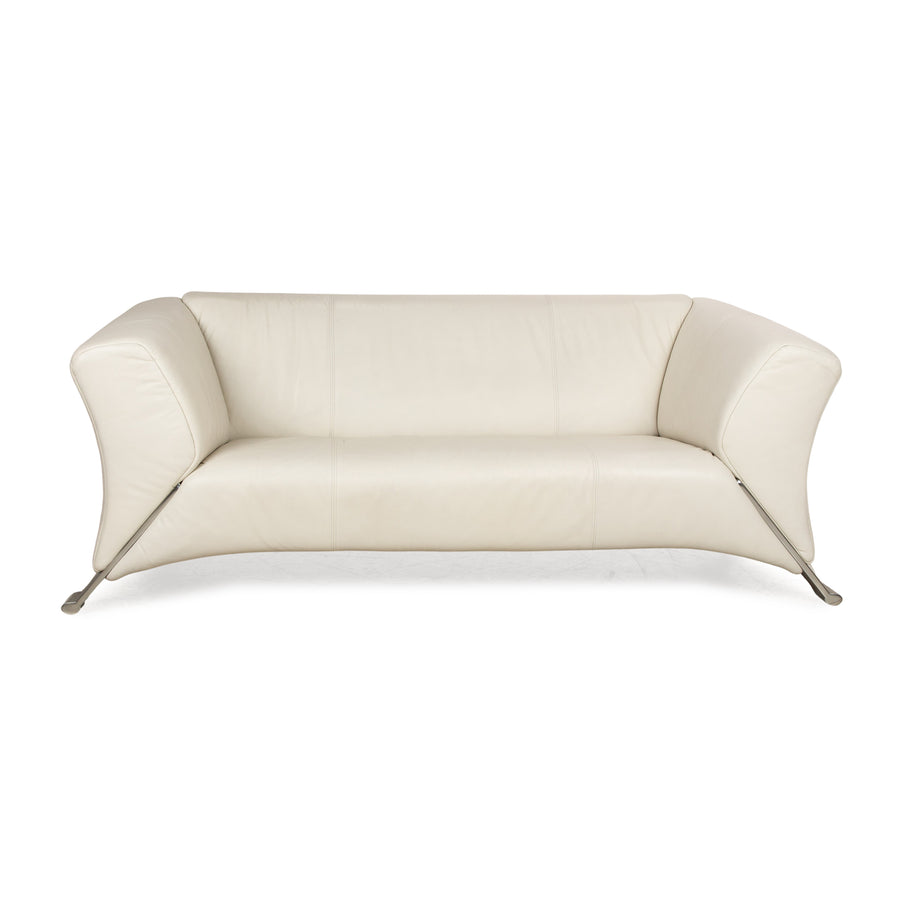 Rolf Benz 322 leather two-seater cream sofa couch