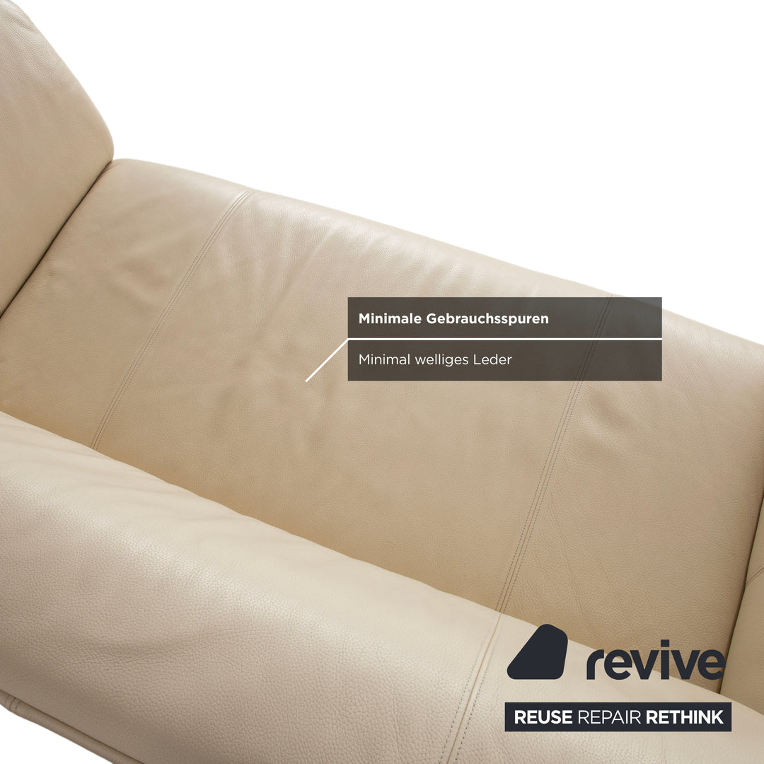 Canapé deux places en cuir beige crème Rolf Benz 322