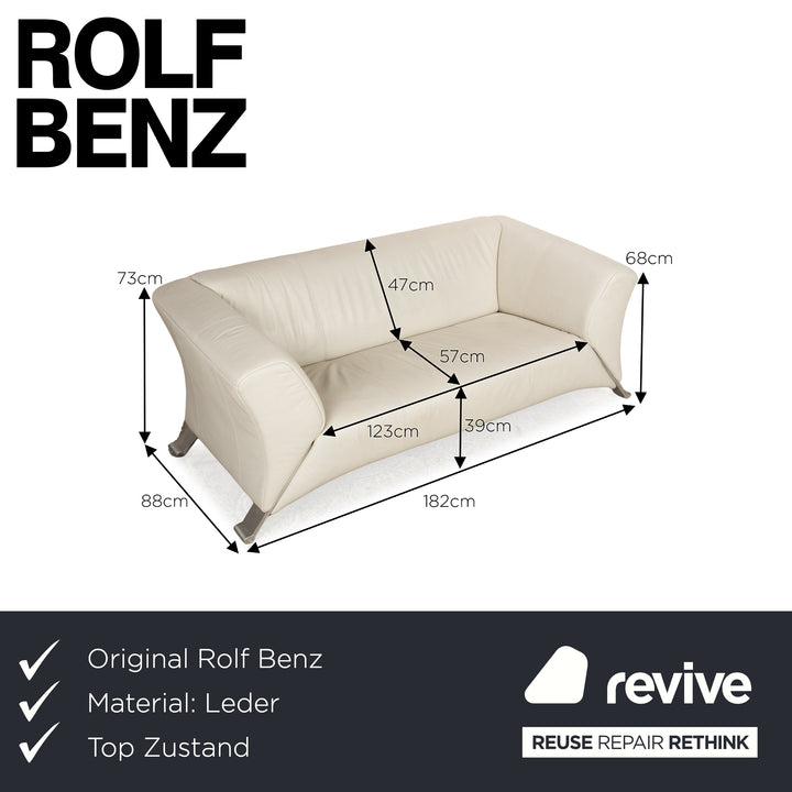 Rolf Benz 322 Leder Zweisitzer Creme Sofa Couch