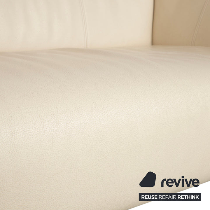 Canapé deux places en cuir beige crème Rolf Benz 322