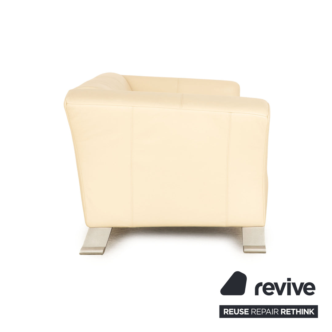 Rolf Benz 322 leather two-seater cream sofa couch