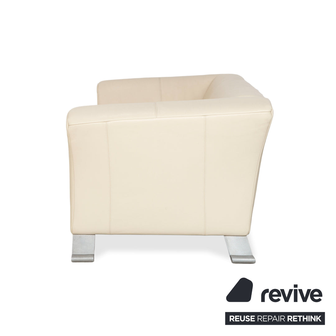 Canapé deux places en cuir beige crème Rolf Benz 322