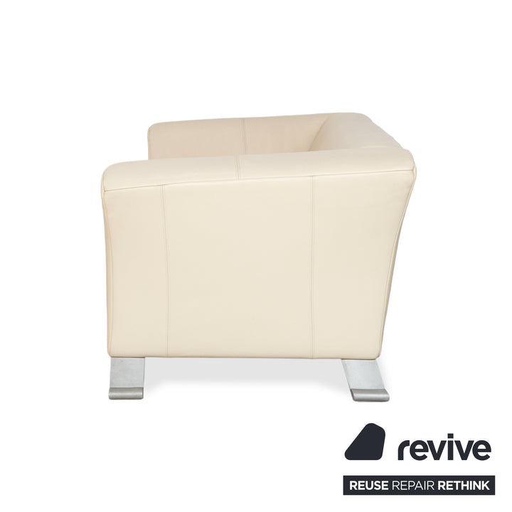 Canapé deux places en cuir beige crème Rolf Benz 322