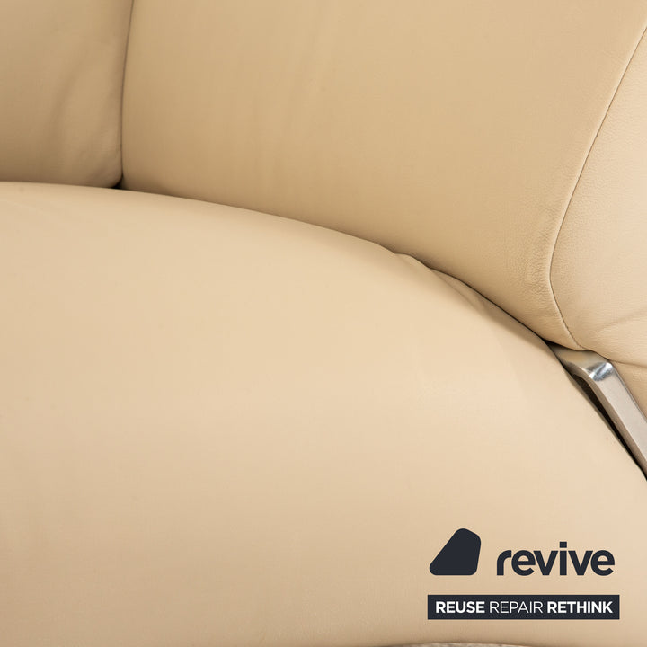 Rolf Benz 322 leather two-seater cream sofa couch