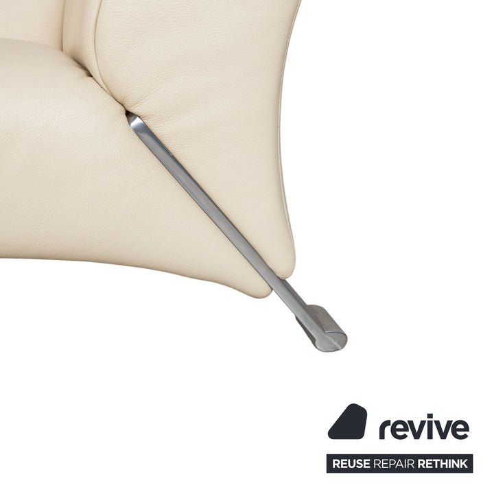 Canapé deux places en cuir beige crème Rolf Benz 322