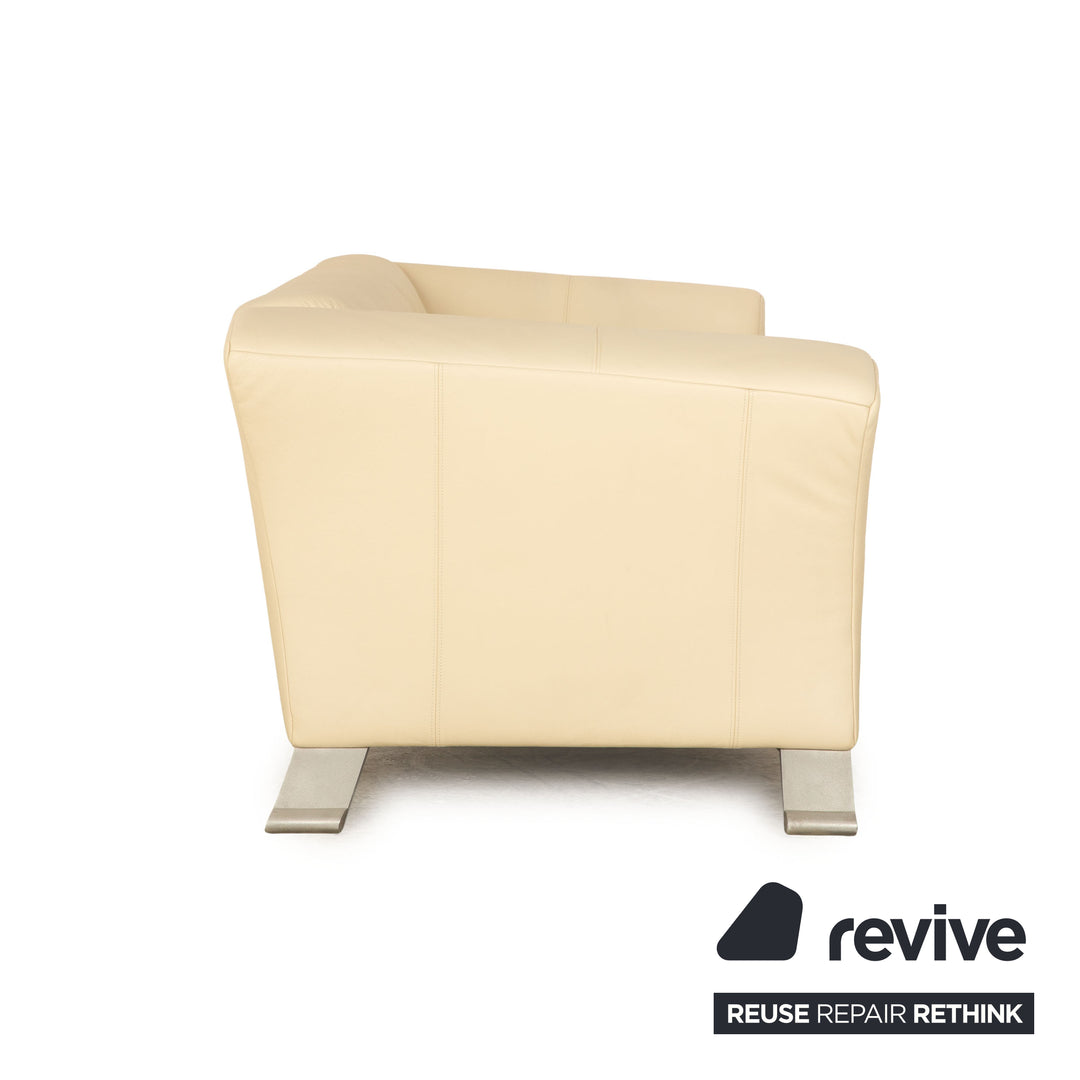 Rolf Benz 322 leather two-seater cream sofa couch