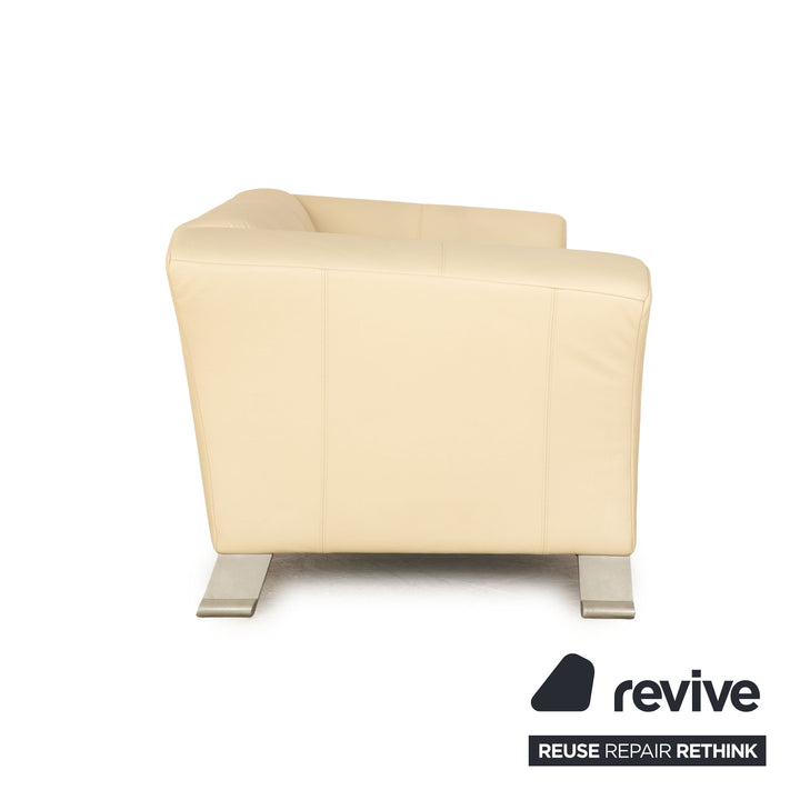 Rolf Benz 322 leather two-seater cream sofa couch