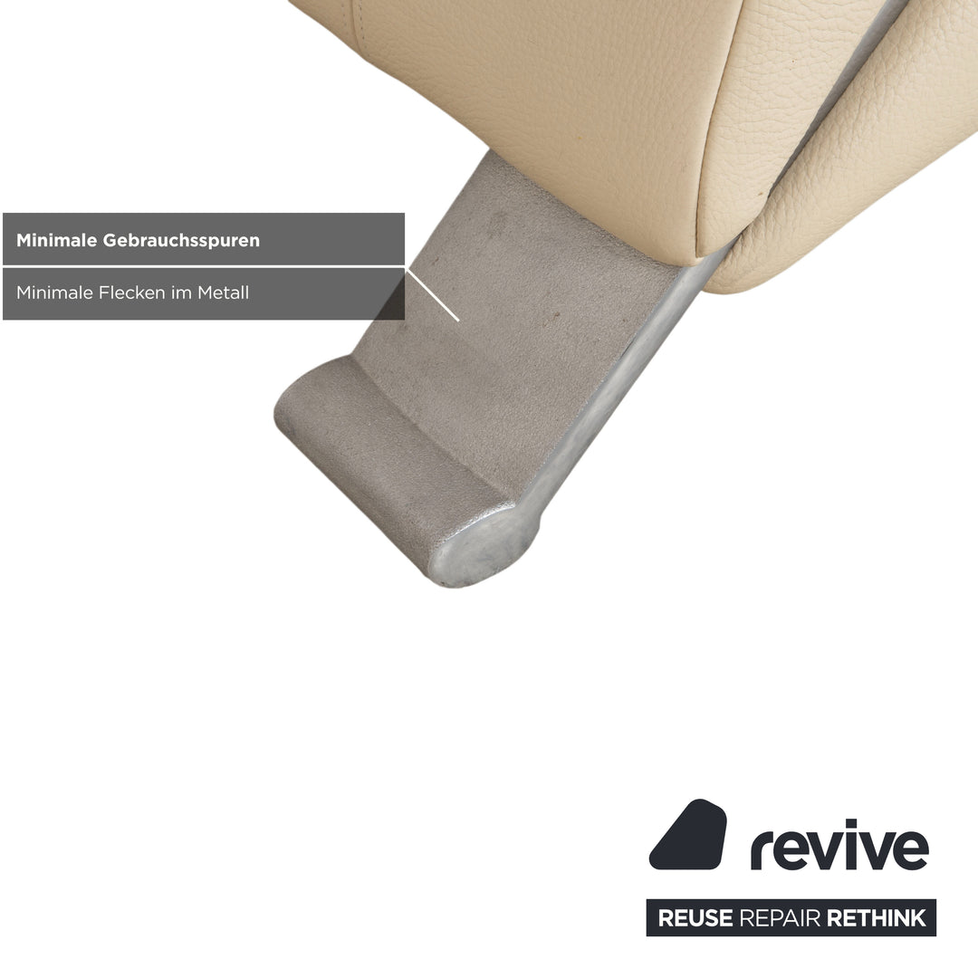 Canapé deux places en cuir beige crème Rolf Benz 322