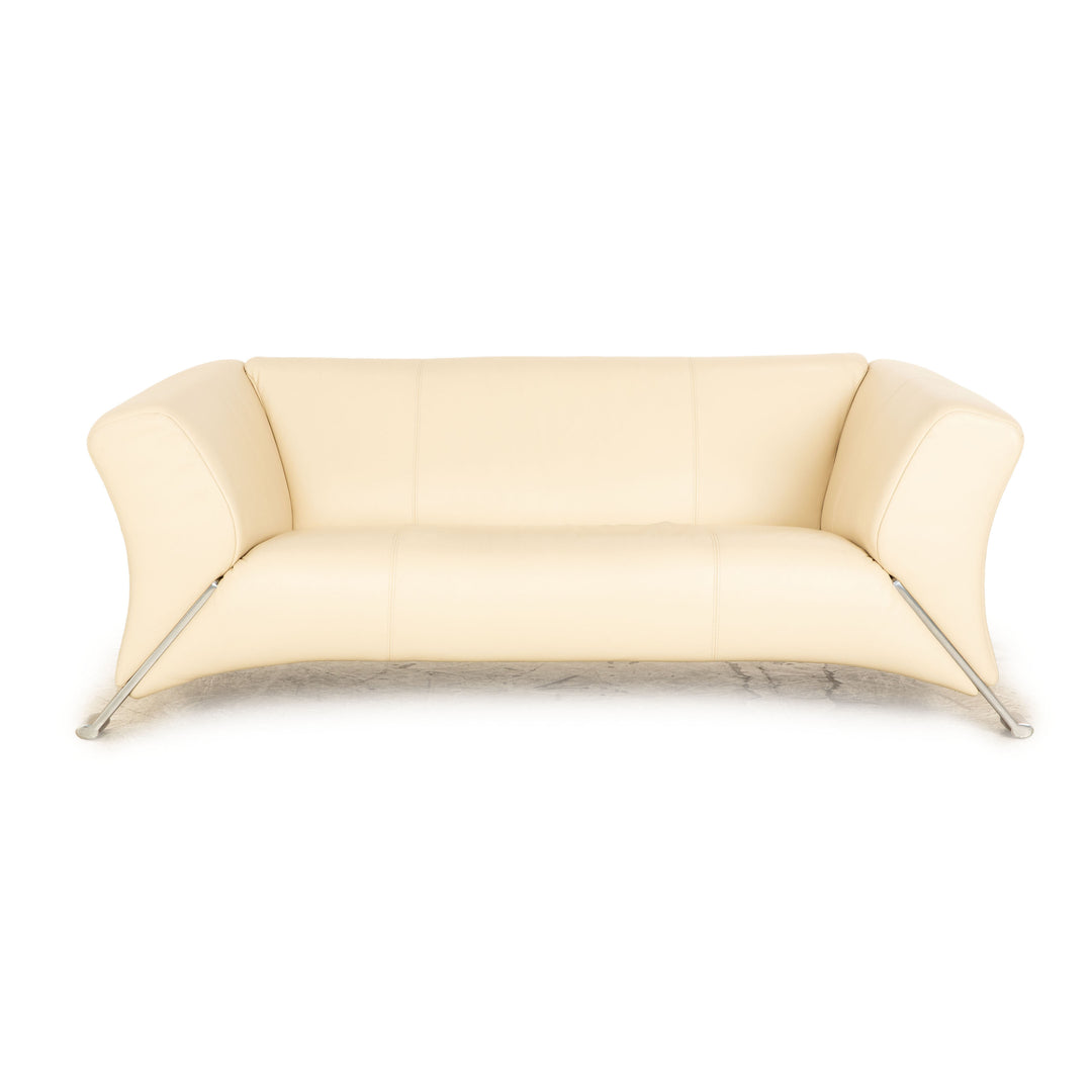Rolf Benz 322 leather two-seater cream sofa couch