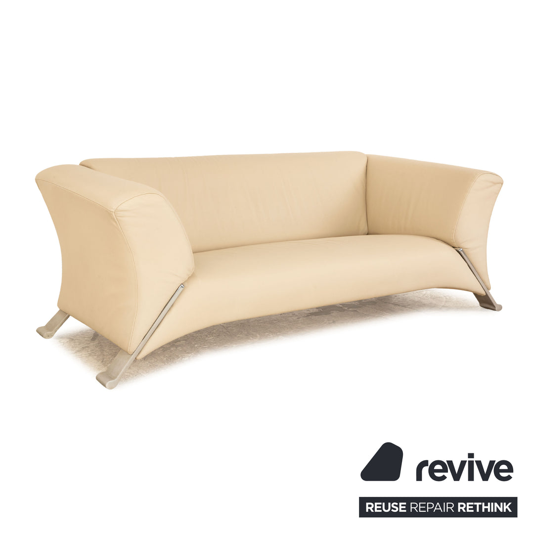 Rolf Benz 322 leather two-seater cream sofa couch