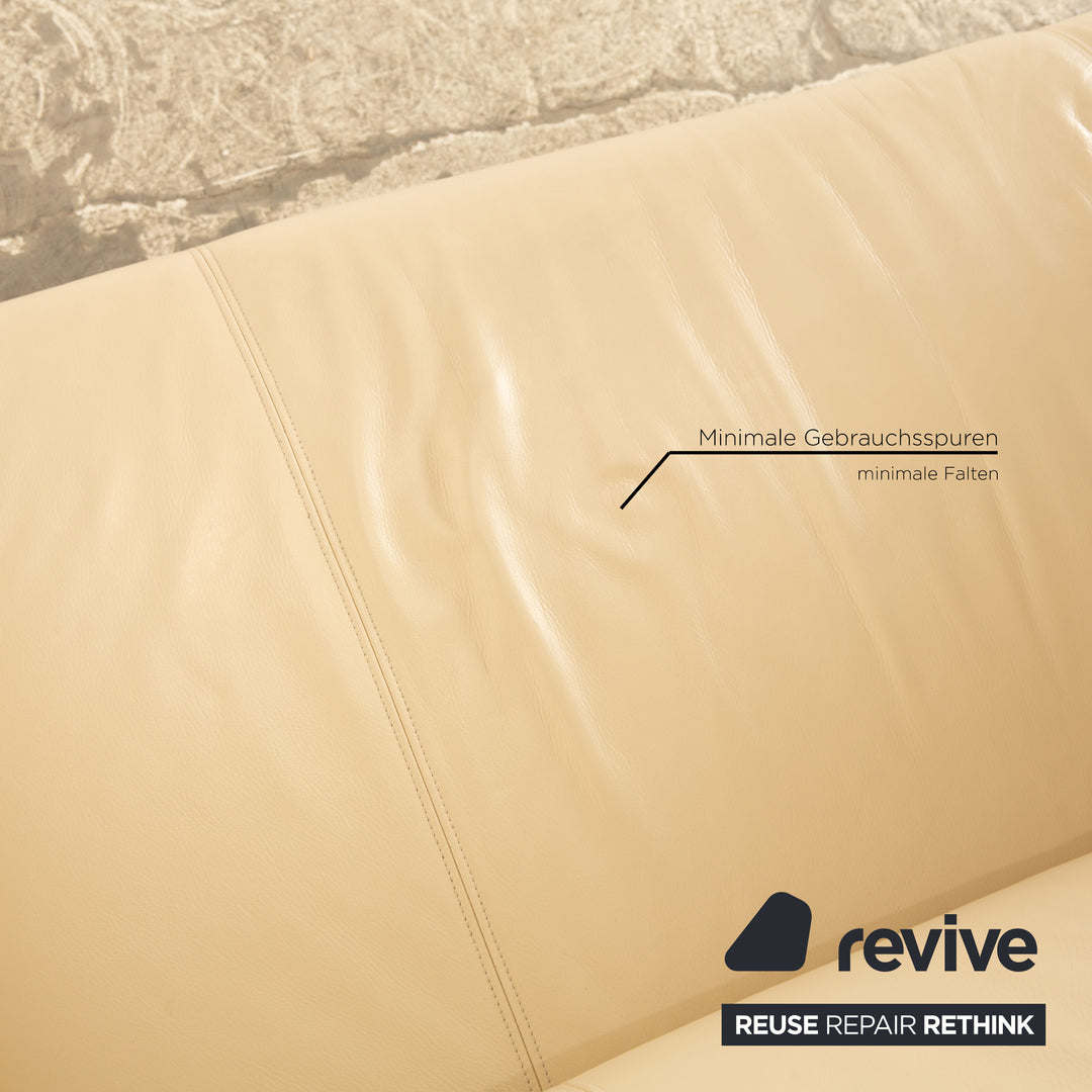 Rolf Benz 322 leather two-seater cream sofa couch