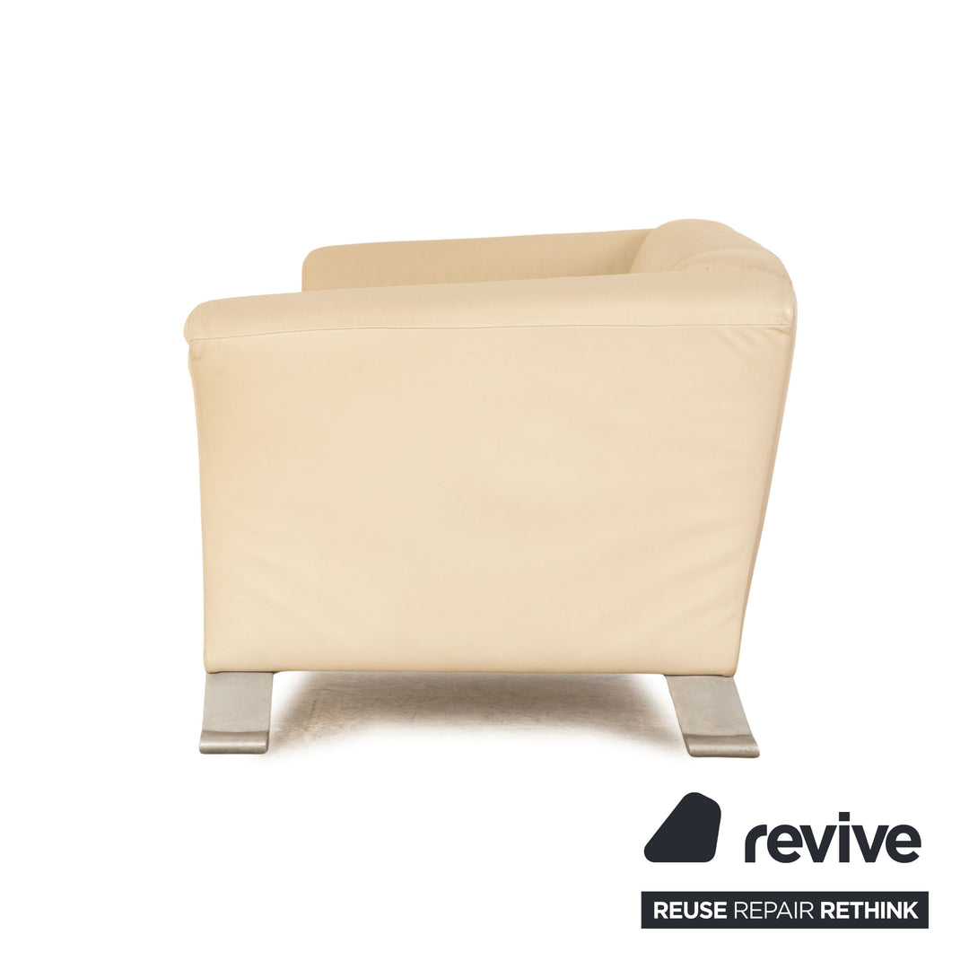 Rolf Benz 322 leather two-seater cream sofa couch