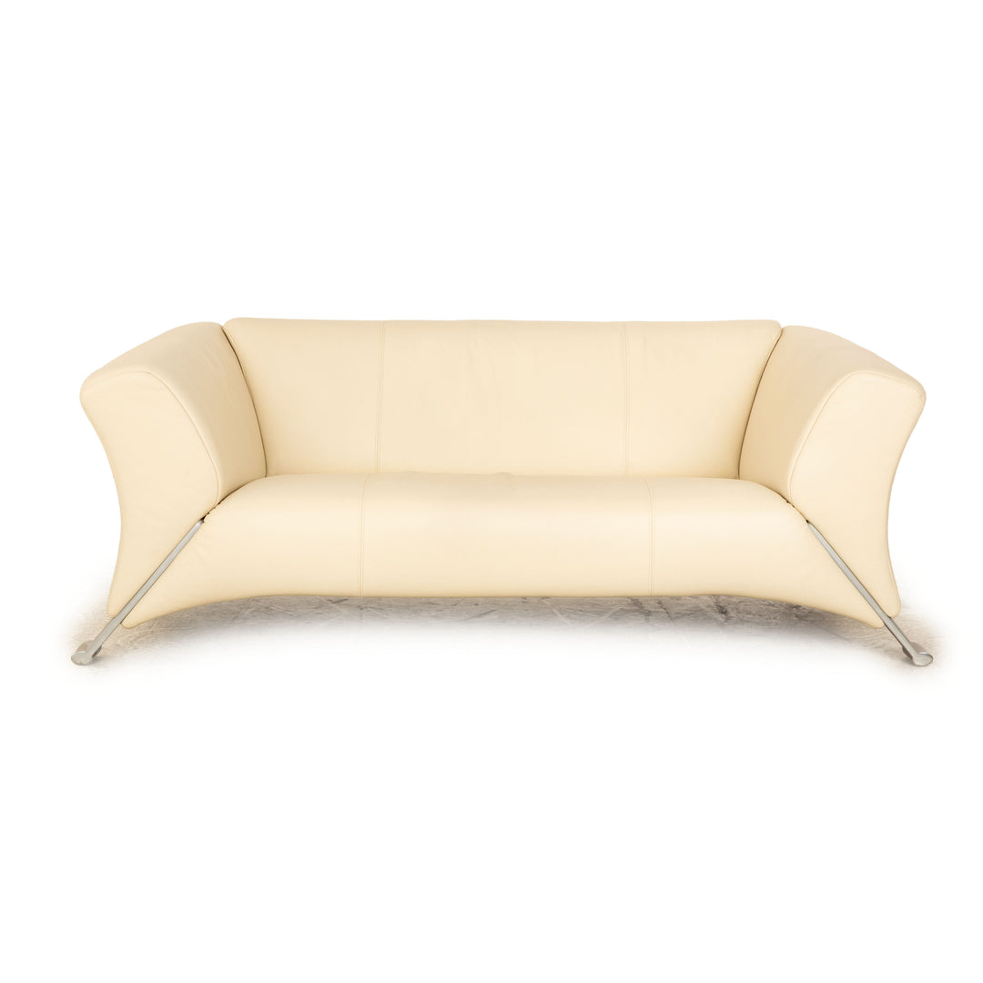 Rolf Benz 322 leather two-seater cream sofa couch