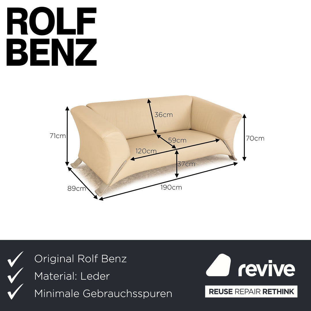 Rolf Benz 322 leather two-seater cream sofa couch