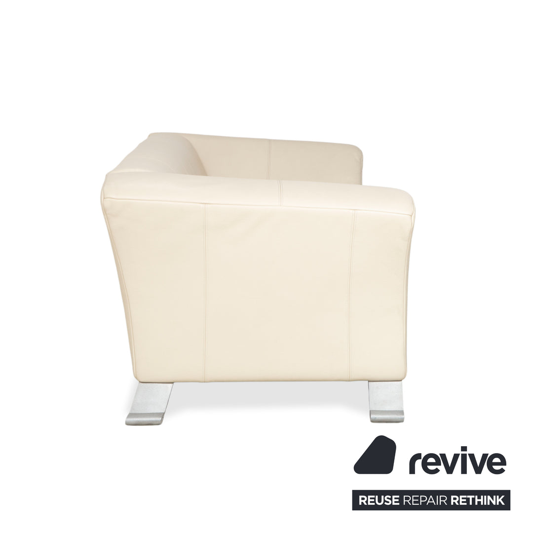 Canapé deux places en cuir beige crème Rolf Benz 322