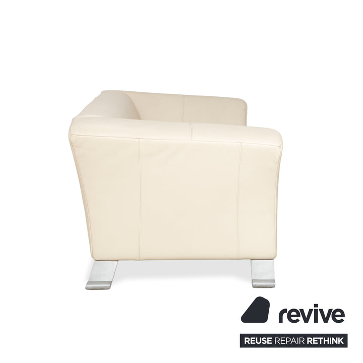Canapé deux places en cuir beige crème Rolf Benz 322