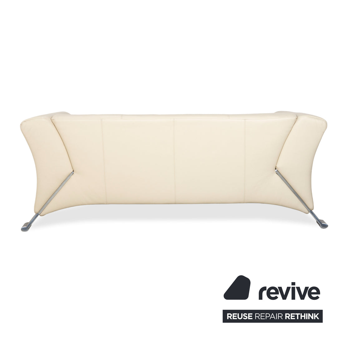 Canapé deux places en cuir beige crème Rolf Benz 322