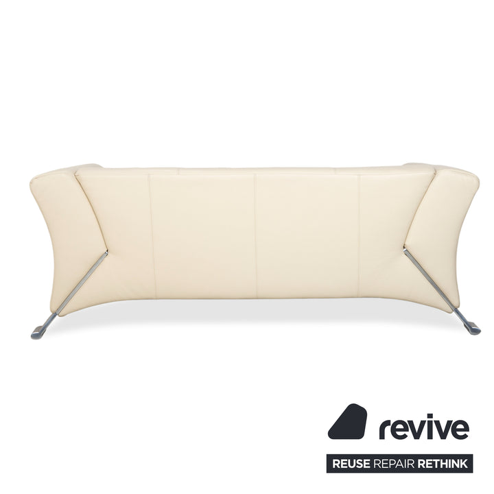 Canapé deux places en cuir beige crème Rolf Benz 322
