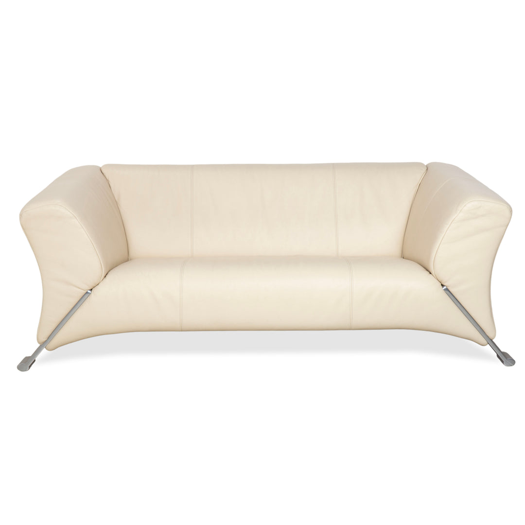 Canapé deux places en cuir beige crème Rolf Benz 322