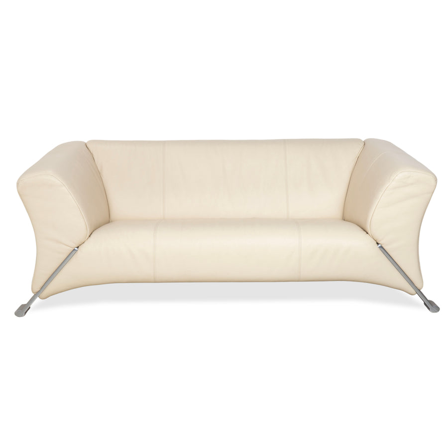 Canapé deux places en cuir beige crème Rolf Benz 322
