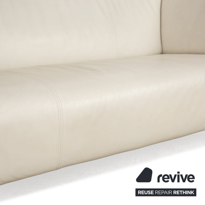 Rolf Benz 322 leather two-seater cream sofa couch