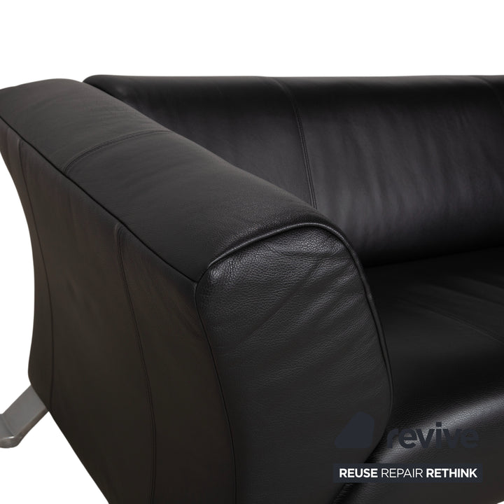 Rolf Benz 322 Leather Two-Seater Three-Seater Black Sofa Couch