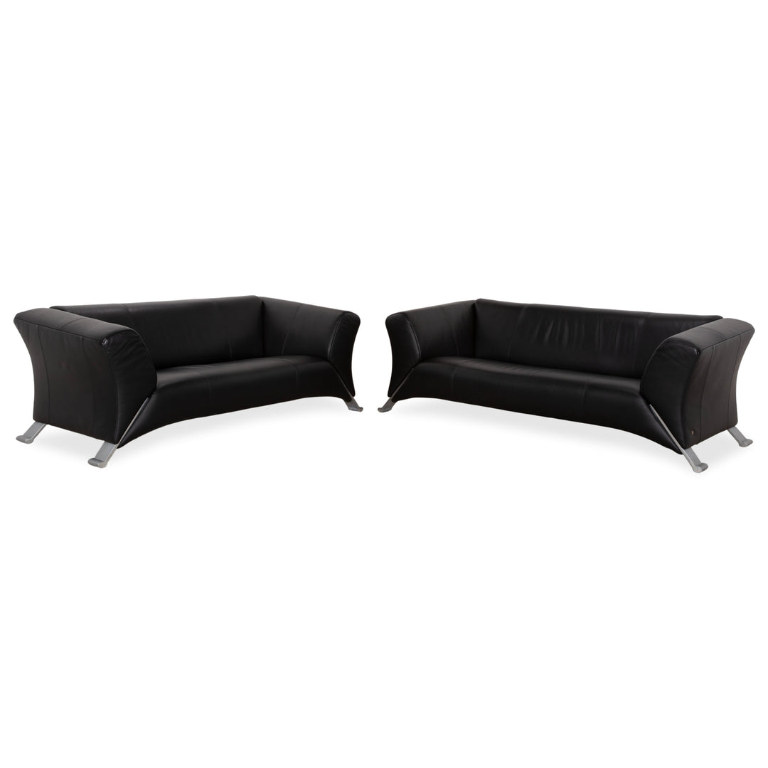 Rolf Benz 322 Leder Zweisitzer Dreisitzer Schwarz Sofa Couch