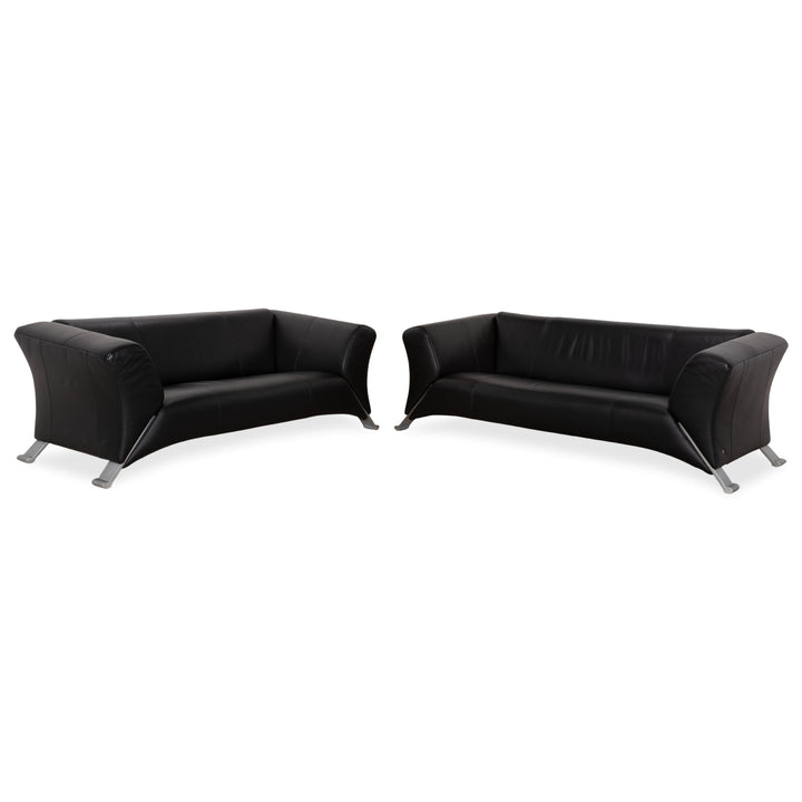 Rolf Benz 322 Leder Zweisitzer Dreisitzer Schwarz Sofa Couch
