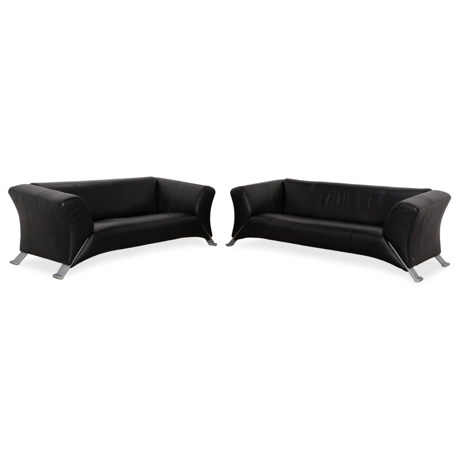 Rolf Benz 322 Leder Zweisitzer Dreisitzer Schwarz Sofa Couch