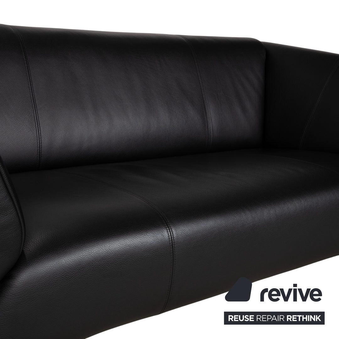 Rolf Benz 322 Leder Zweisitzer Dreisitzer Schwarz Sofa Couch