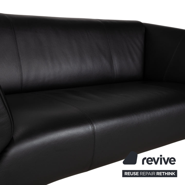 Rolf Benz 322 Leder Zweisitzer Dreisitzer Schwarz Sofa Couch