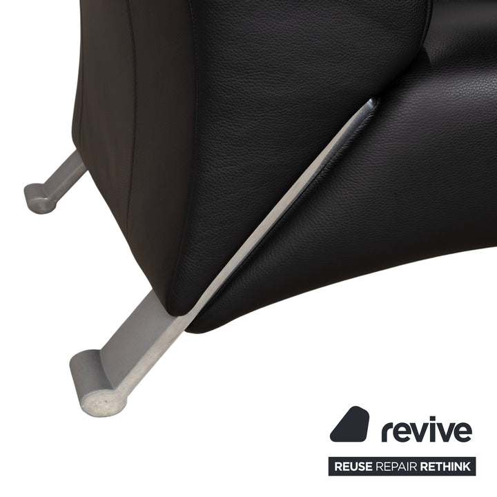 Rolf Benz 322 Leather Two-Seater Three-Seater Black Sofa Couch