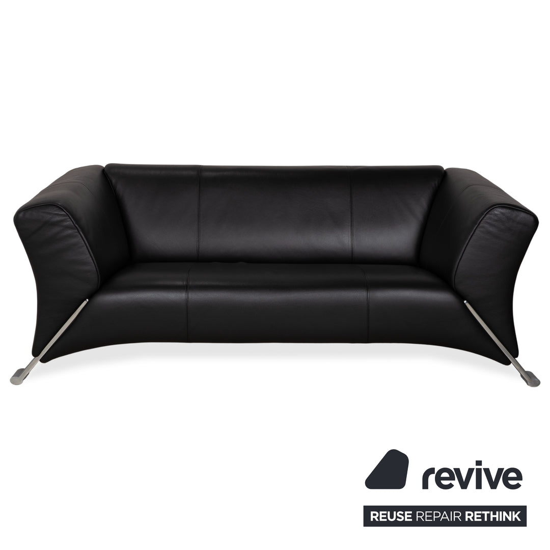 Rolf Benz 322 Leder Zweisitzer Dreisitzer Schwarz Sofa Couch